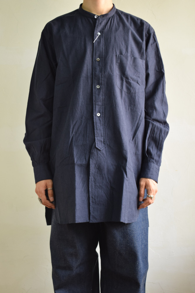 COMOLI (コモリ) コットンネル バンドカラーシャツ [NAVY] が入荷しま ...