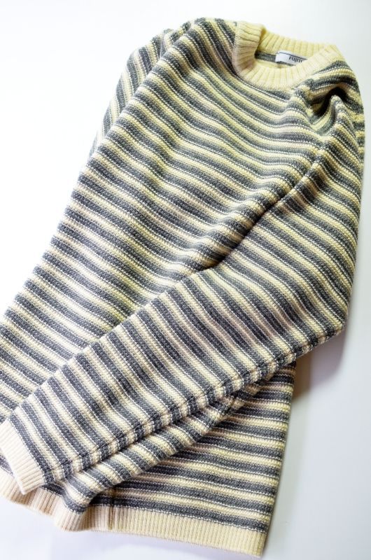FUJITO (フジト) Border Knit Sweater [Natural x Gray] が入荷しました