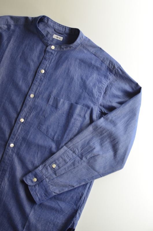 blurhms (ブラームス) Polish Chambray Band Collar Shirt L/S [NAVY] が入荷しました。