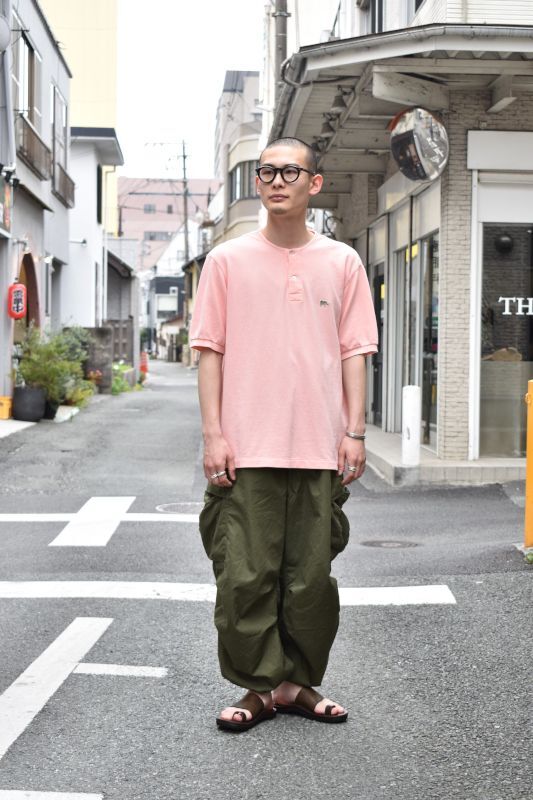 SCYE BASICS (サイベーシックス) Garment Dyed Cotton Pique Henley 