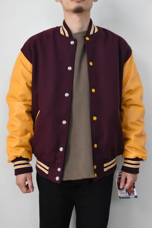 GAME SPORTSWEAR(ゲームスポーツウェア) THE VARSITY JACKET [Maroon×Ath.gold]