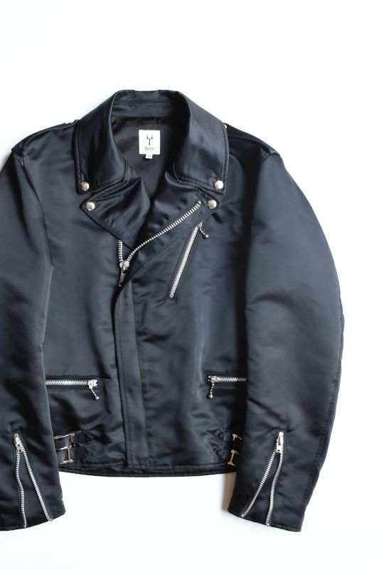 画像1: Scye (サイ) Nylon Cotton Twill Biker Jacket [BLACK] (1)