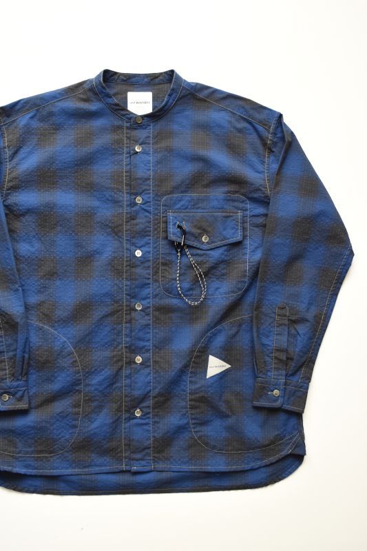 画像1: and wander (アンドワンダー) dry check shirt [BLUE] (1)