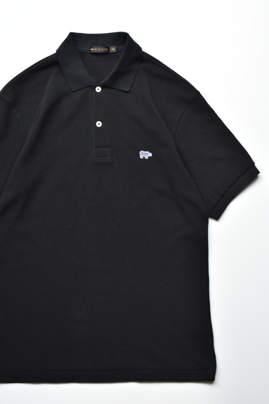 画像1: SCYE BASICS (サイベーシックス) Cotton Pique Polo Shirt [BLACK] (1)