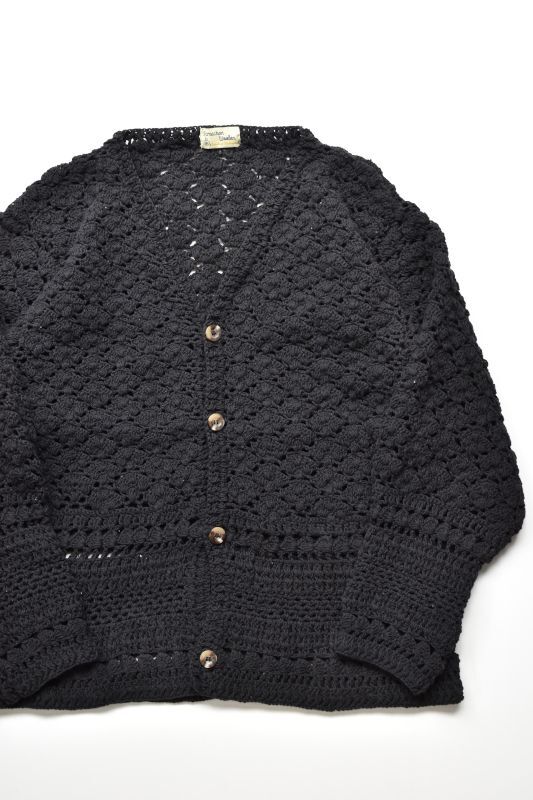 画像1: MacMahon Knitting Mills (マクマホンニッティングミルズ) Crochet Cardigan [BLACK] (1)