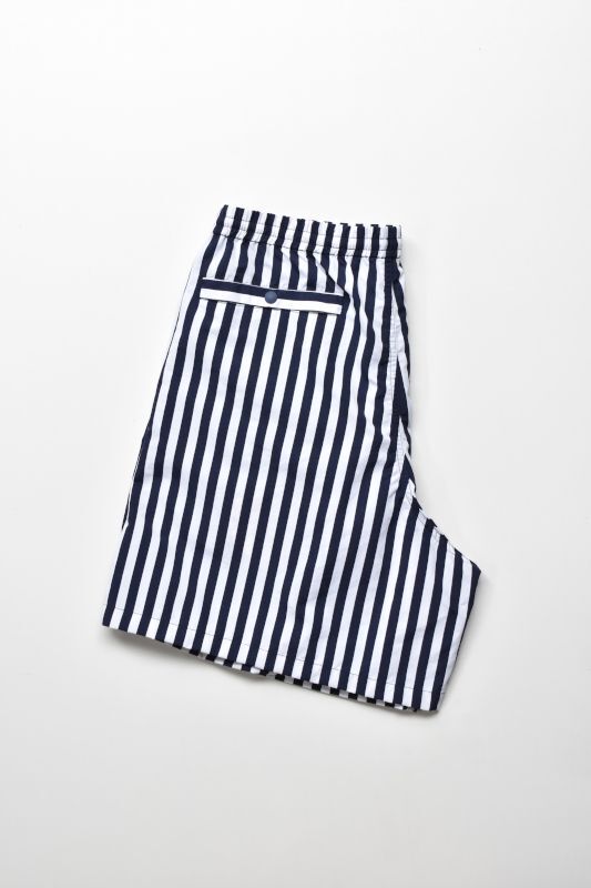 BURLAP OUTFITTER (バーラップアウトフィッター) TRACK SHORT PRINTED [NAVY/WHITE CANDY STRIPE]