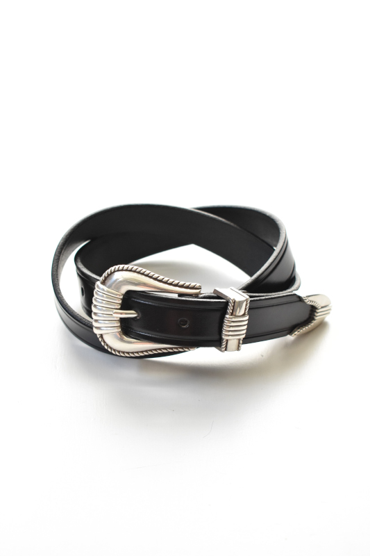 TORY LEATHER (トリーレザー) 3-Piece Silver Buckle Belts [BLACK/NICKEL]