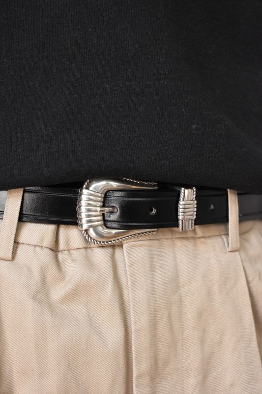 TORY LEATHER (トリーレザー) 3-Piece Silver Buckle Belts [BLACK/NICKEL]