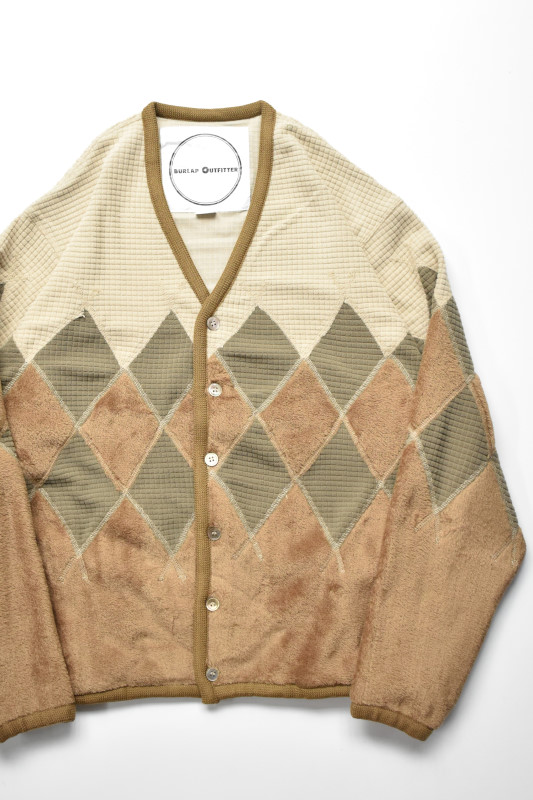 【SALE】BURLAP OUTFITTER (バーラップアウトフィッター) ARGYLE FLEECE CARDIGAN [TAN/COYOTE]