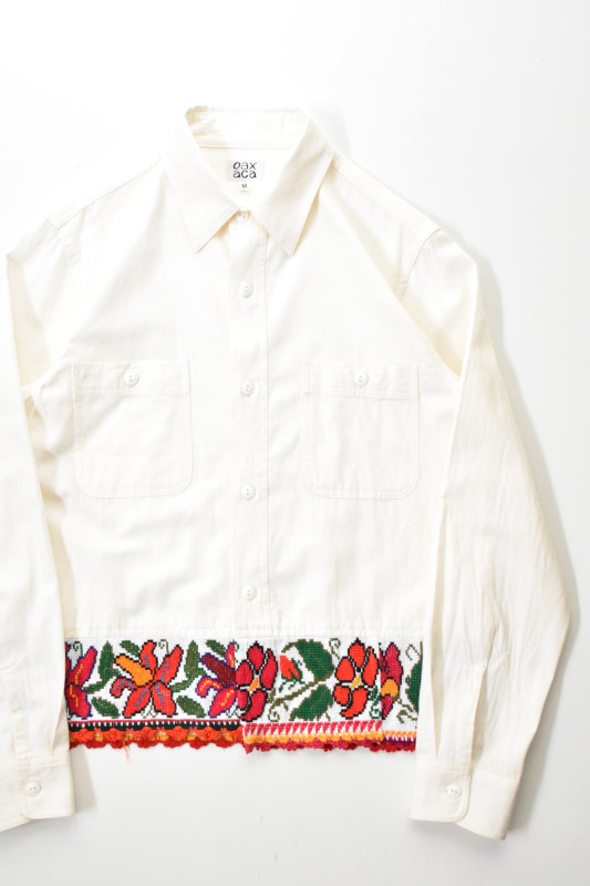 oaxaca (オアハカ) Cross Stitch Chambray Shirt [WHITE]