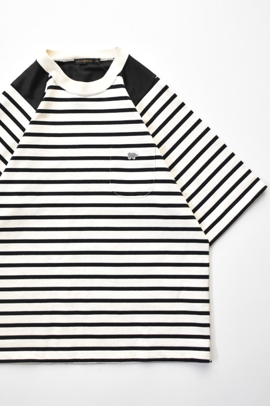 SCYE BASICS (サイベーシックス) Striped Cotton Jersey Paneled T-Shirt [BLACK]
