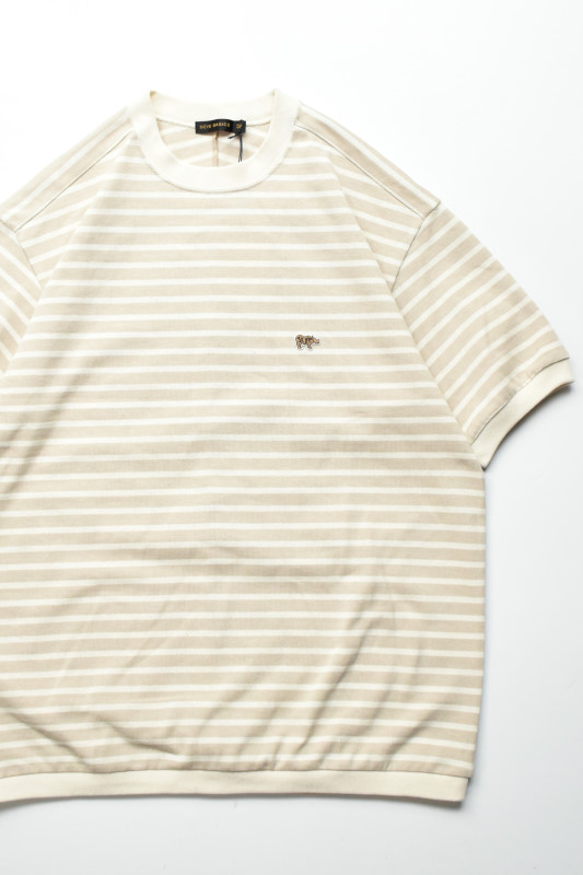SCYE BASICS (サイベーシックス) Cotton Striped T-Shirt [LIGHT BEIGE]