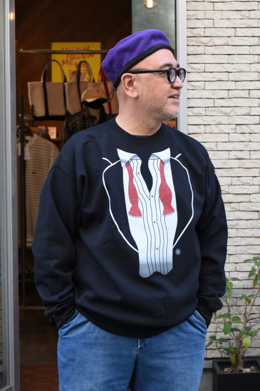 NOVELTY TEES (ノベルティティーズ) AFTER PARTY TUXEDO PRINT SWEAT [RED/BLACK]