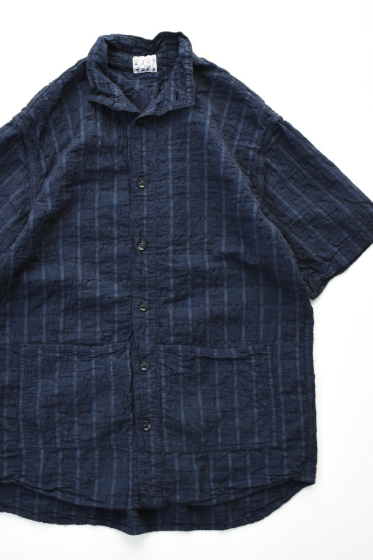 TENDER Co. (テンダー) Type 469 Short Sleeve Flipped Collar Shirt [AIRBAG CAMBRIC/HADAL BLUE]