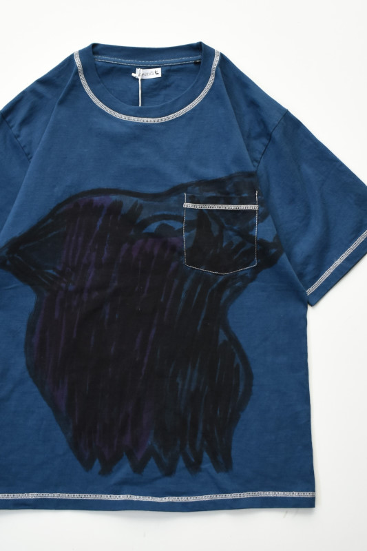 jawandi (ジャワンディ) S/S HAND DRAWN POCKET TEE DYE [WOLF]