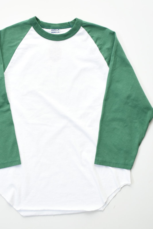 WALLA WALLA SPORT (ワラワラスポーツ) 3/4 BASEBALL TEE 2-TONE [WHITE/GRASS]
