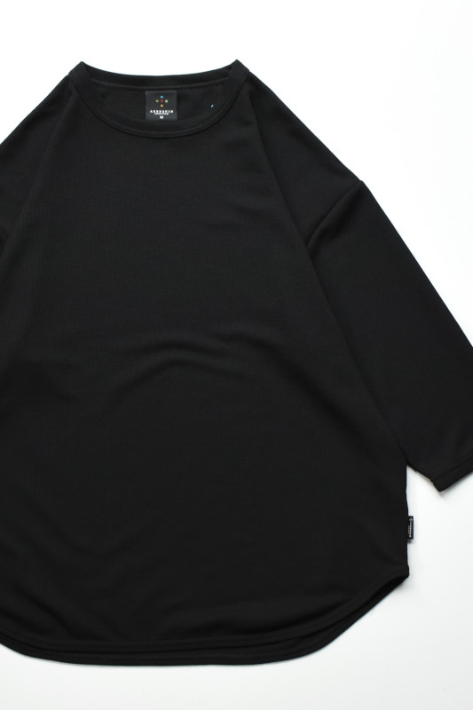 AXESQUIN -modified- (アクシーズクインモディファイド) QD ECO WAFFLE FOOTBALL TEE [BLACK]