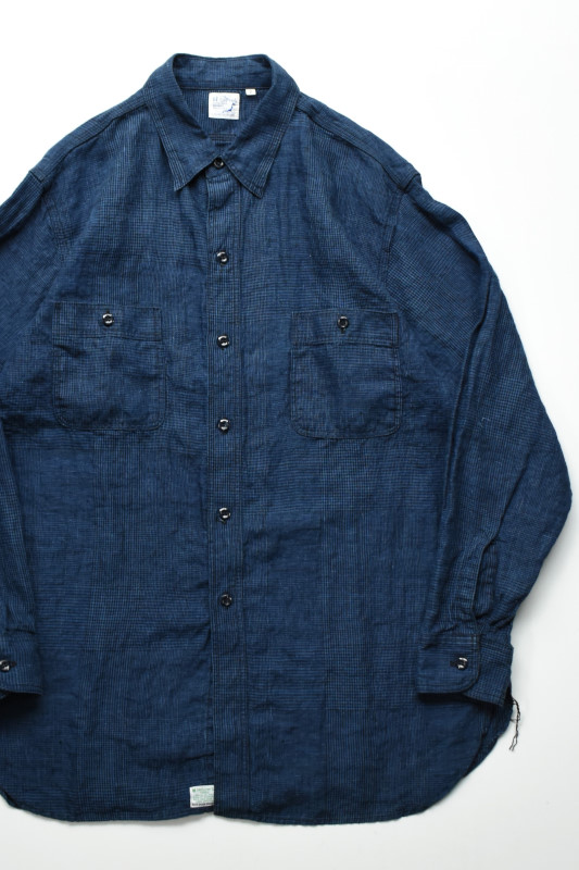 orslow (オアスロウ) INDIGO LINEN WORK SHIRT [INDIGO CHECK]
