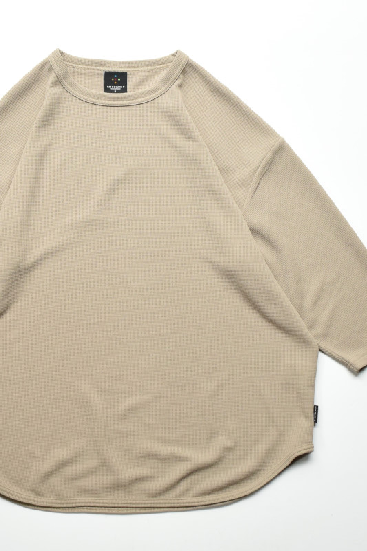 AXESQUIN -modified- (アクシーズクインモディファイド) QD ECO WAFFLE FOOTBALL TEE [LT.BEIGE]